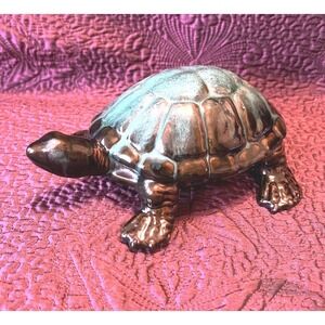 Vintage Blue Mountain Pottery Sea Turtle Canada Green Drip Glaze BMP 9x7x4 Walks